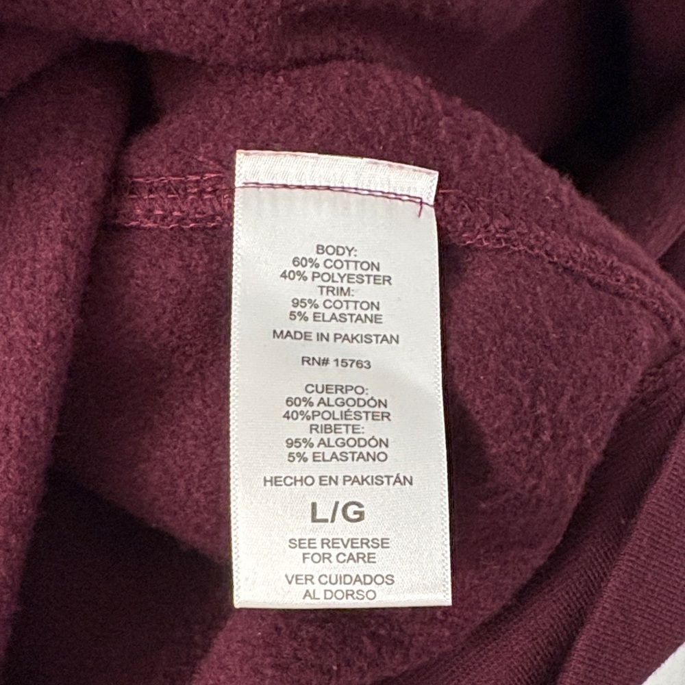 Champion Burgundy Pullover Hoodie with Embroidered Logo ~ Large - Picture 8 of 8